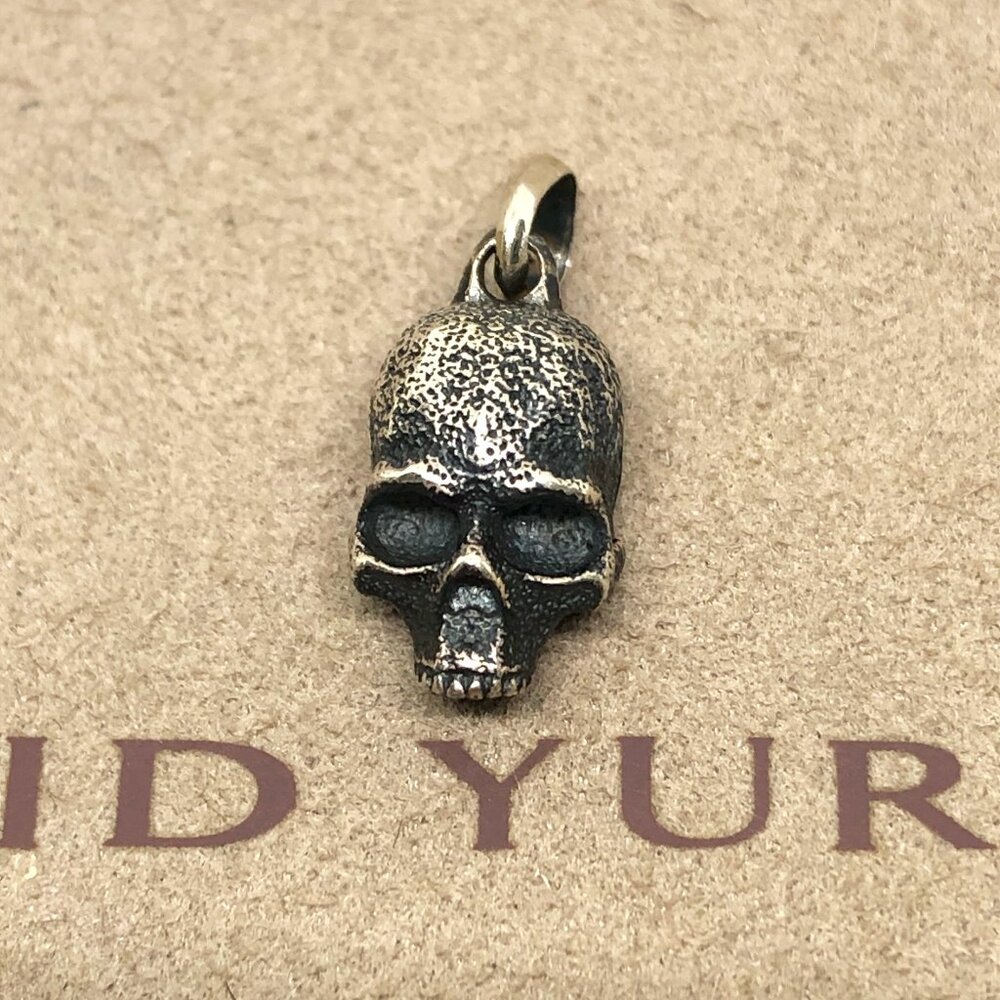 David Yurman 925 Sterling Silver Waves Skull Amulet Pendant Charm With POUCH
